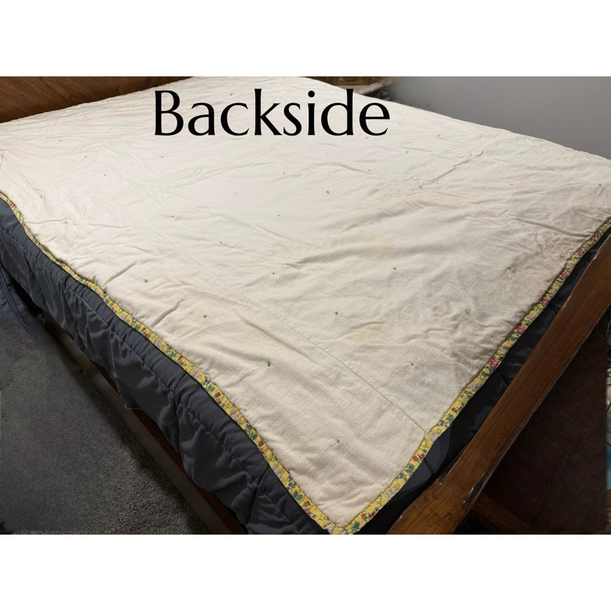 Antique Handmade Log Cabin Quilt Twin Size 60" x 80" Vintage Farmhouse cottage