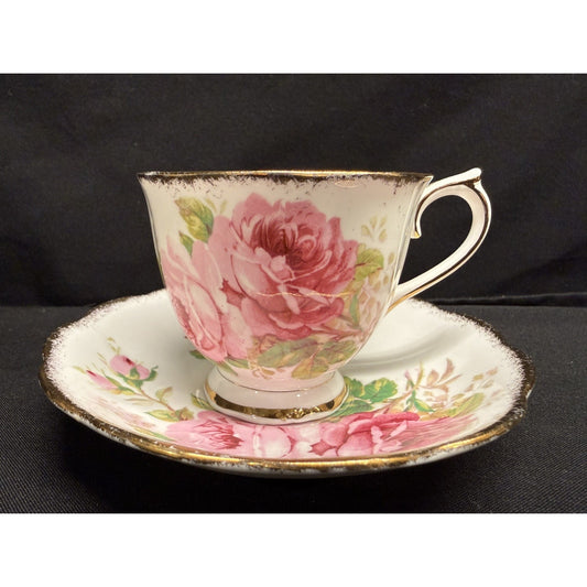 Vintage Royal Albert American Beauty Tea Cup and Saucer Pink Roses Gold Trim