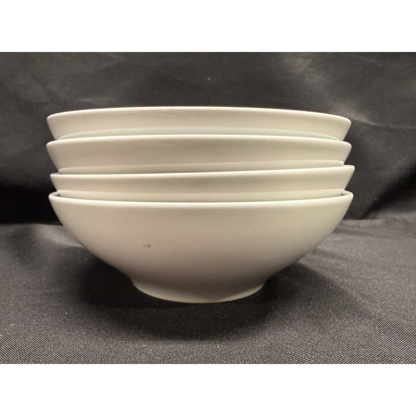 Franciscan Blue Fancy Whitestone Cereal Bowls White Blue Round 6” x 2” set of 4
