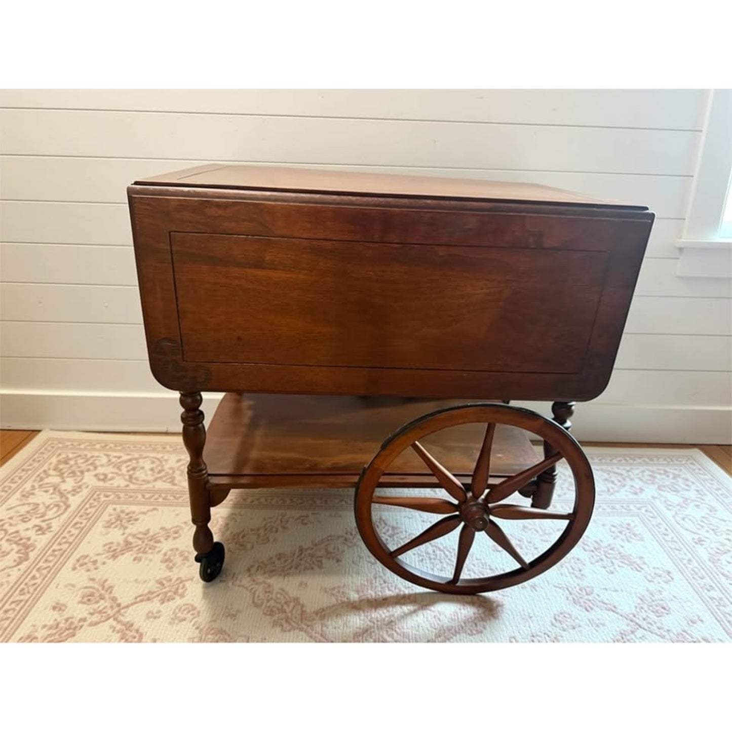 Vintage early American wooden tea cart