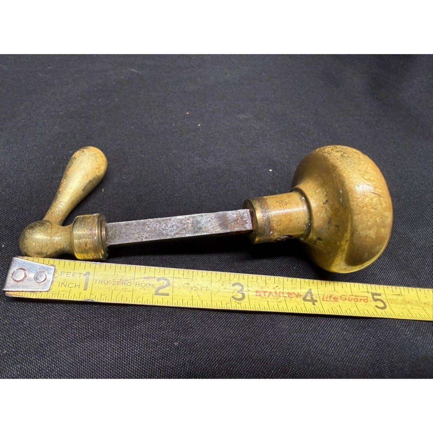 Antique 1880's Brass Doorknob with Drop Lever Handle Set architectural Salvage