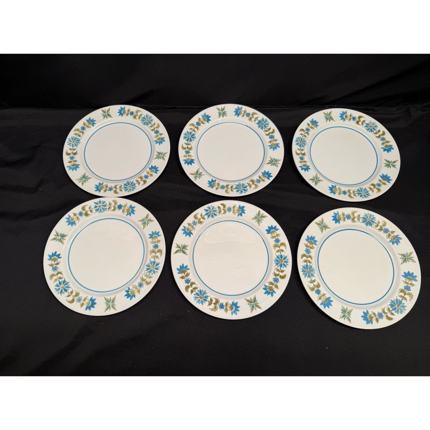 Rare Vintage Mikasa Blue Green Mediterrania 7.75” Salad Plates Set of 6 top knot
