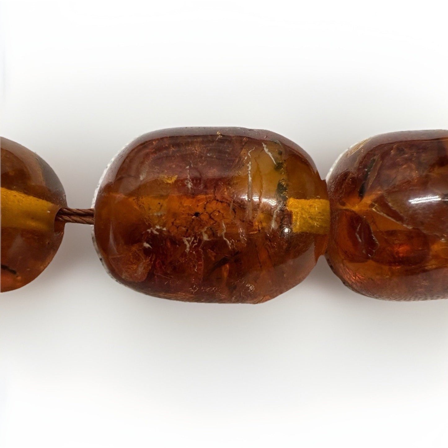Vintage Baltic amber barrel bead necklace no clasp, pull over head approx. 13”