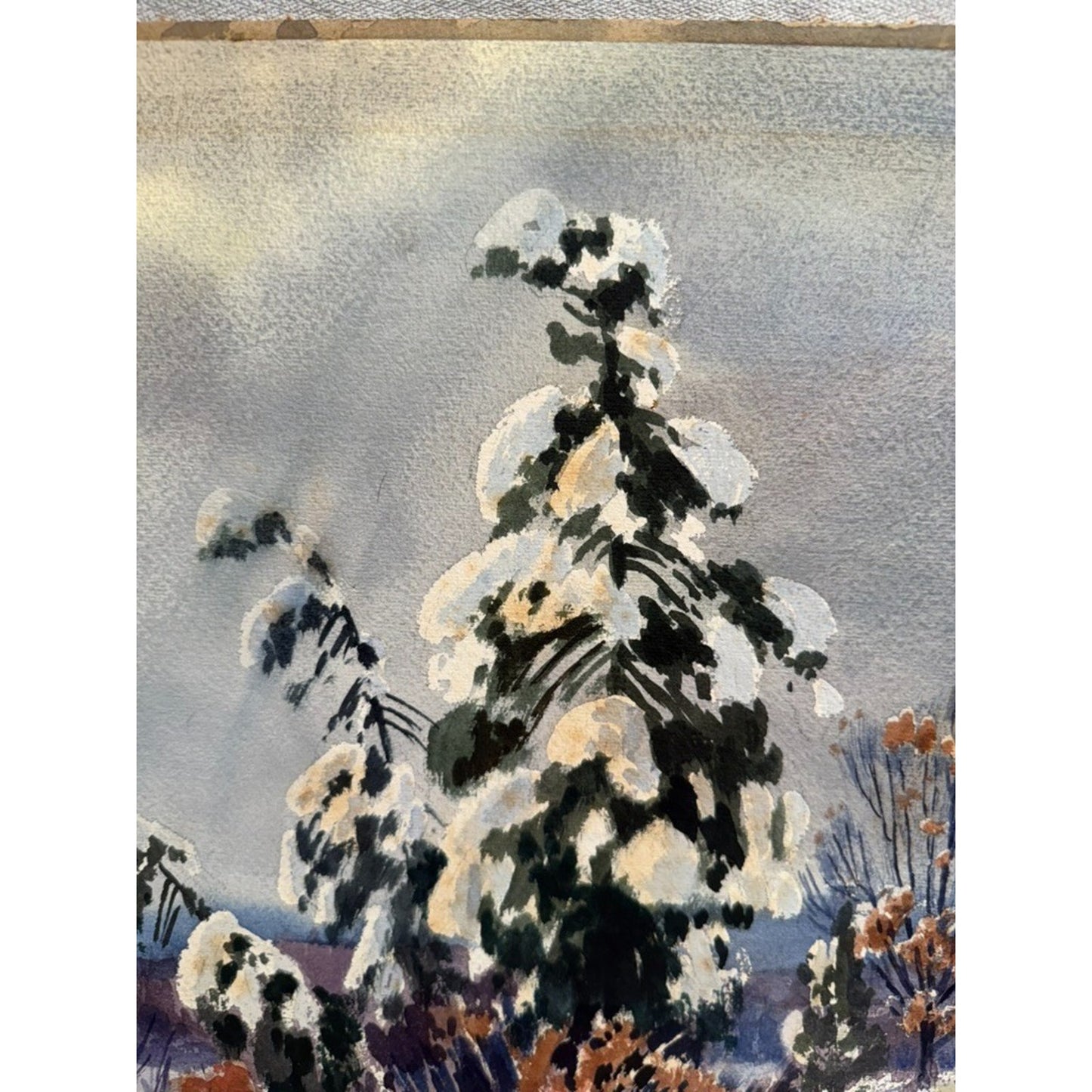 Charles Gordon Harris "Winter Morning" Watercolor Painting Landscape Snow VTG