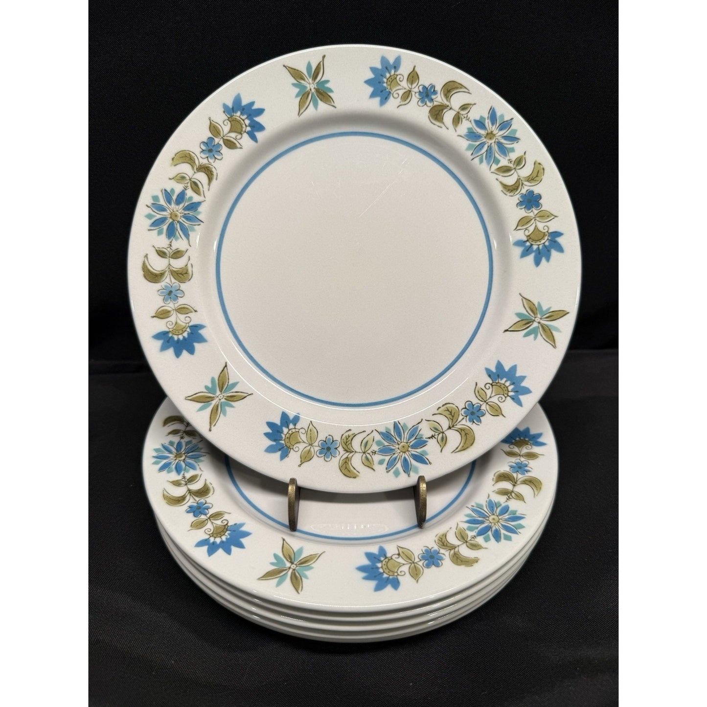 Rare Vintage Mikasa Blue Green Mediterrania 7.75” Salad Plates Set of 6 top knot