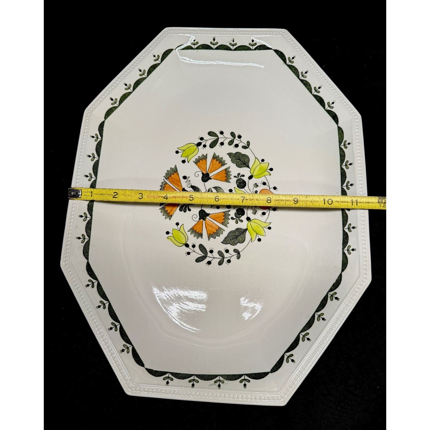 Set of 2 Johnson brothers Greenfield oval/ octagon platters 13.75” & 15.25” VTG