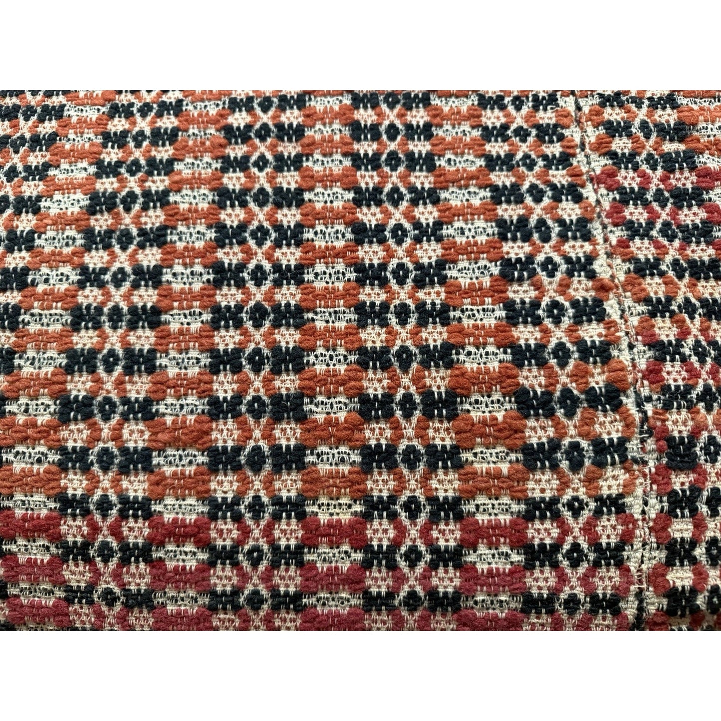 Antique Wool Overshot Coverlet Handwoven 4 Pattern Red Black White Full/queen