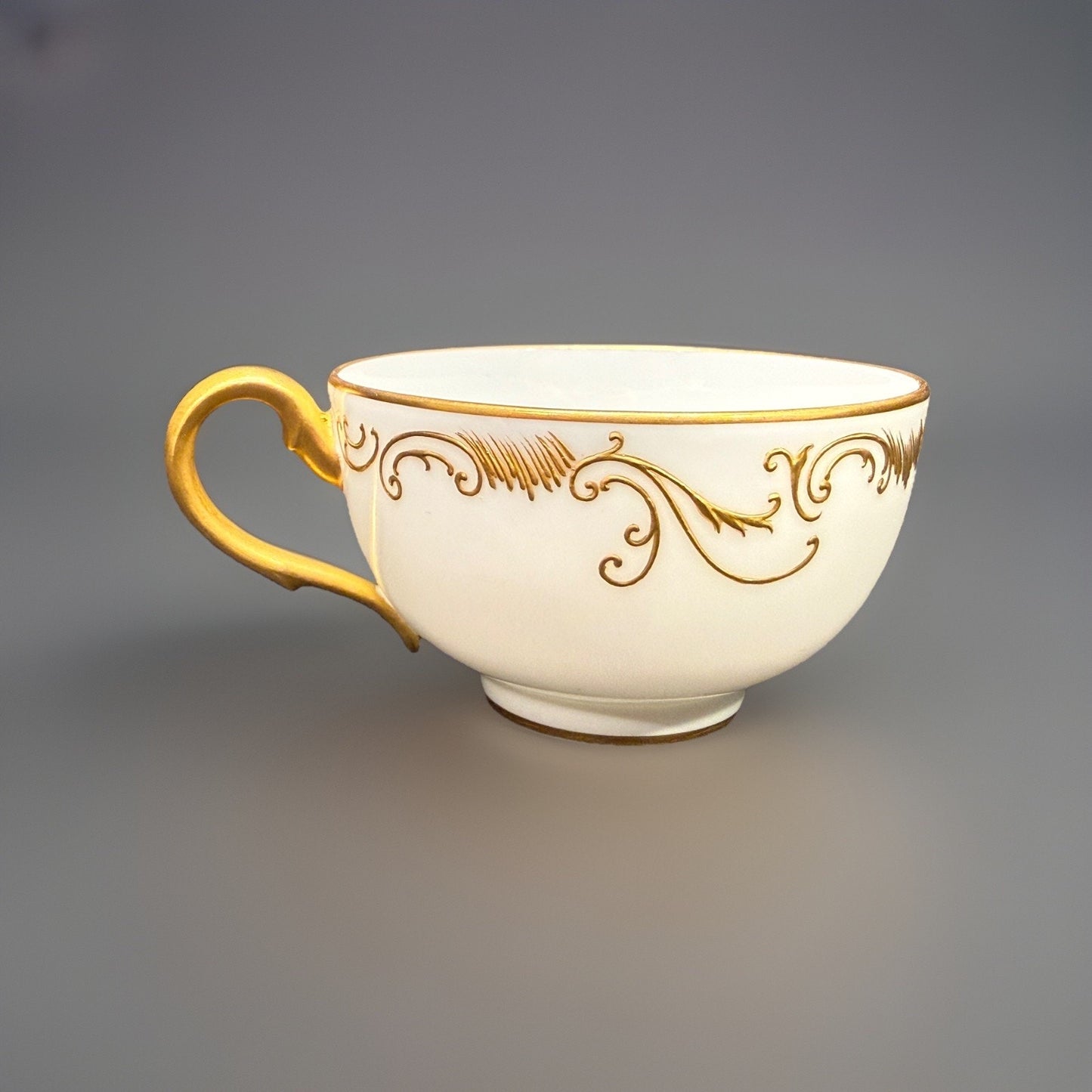 Antique Dore a Sevres Gold Gilded Encrusted Swirl tea Cup & Saucer France -READ