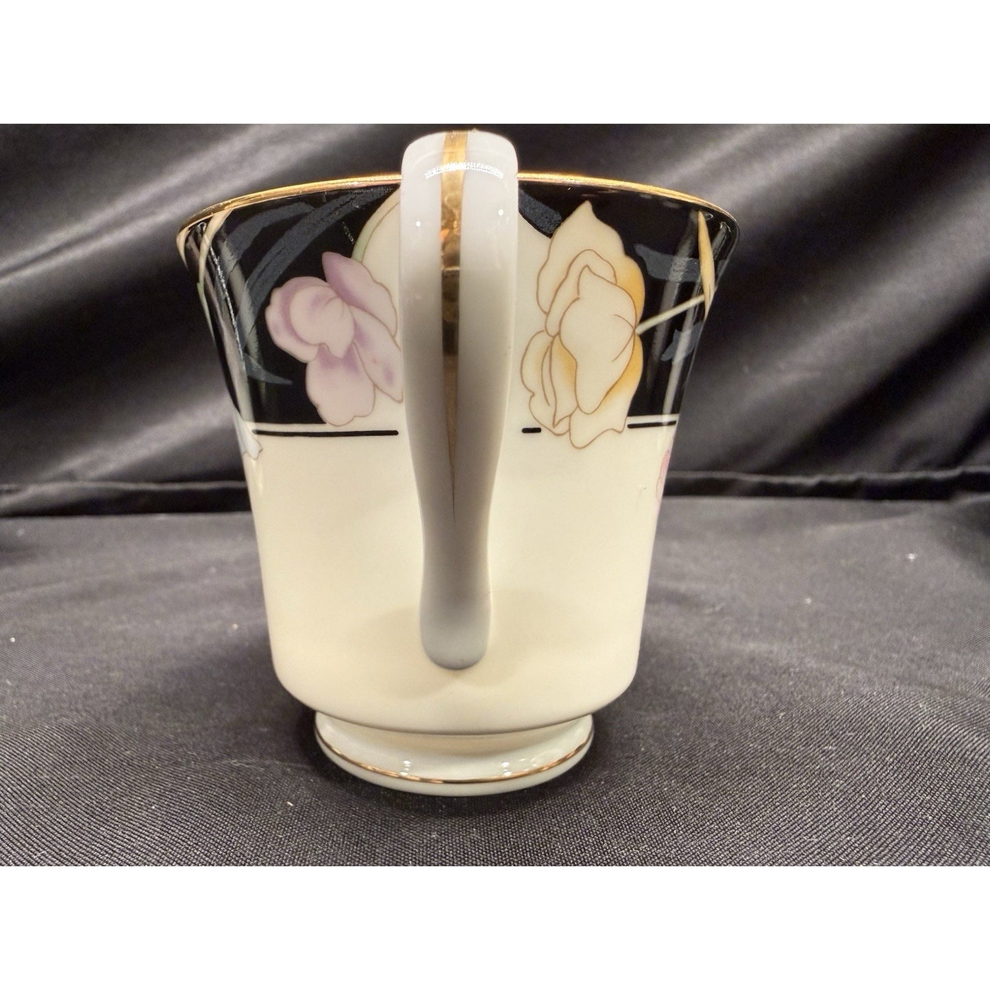 Mikasa Charisma Black Fine China Set Of 12 Saucers 10 Tea Cups Floral Vintage