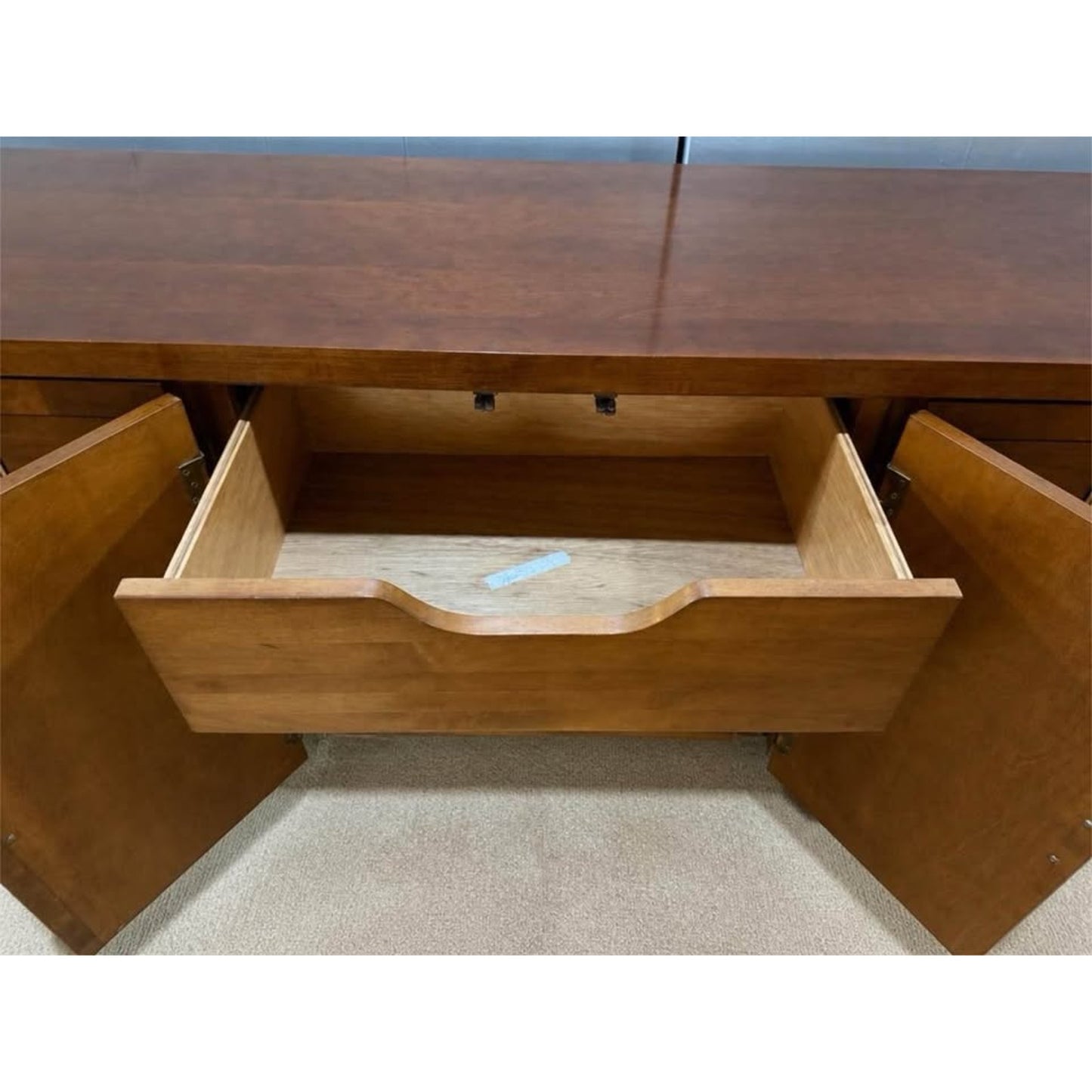 Mid century modern campaign style 9 drawer dresser/credenza brass handles