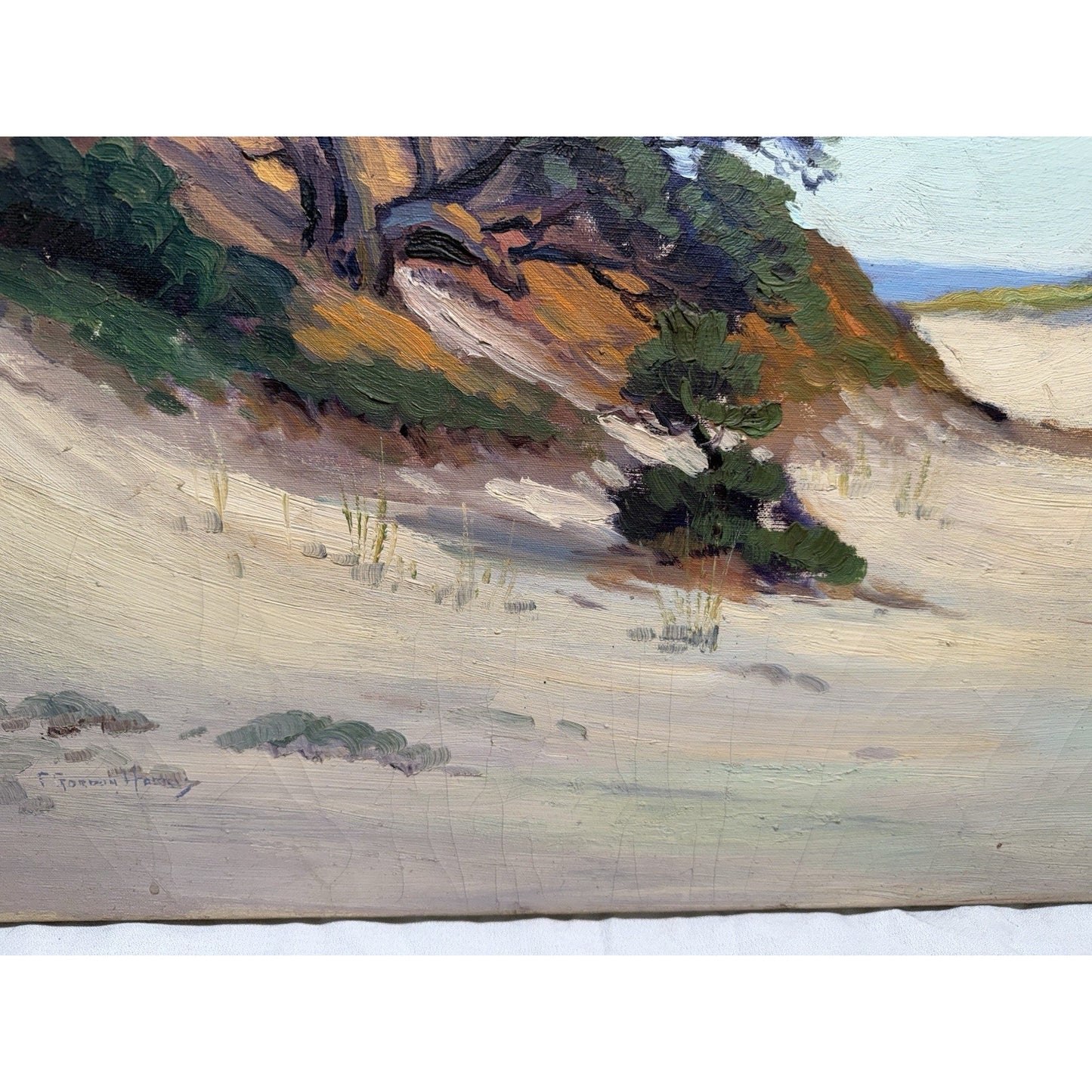 Charles Gordon Harris Vintage 1930’s Oil Painting Coastal Sand Dunes 30” X 25”