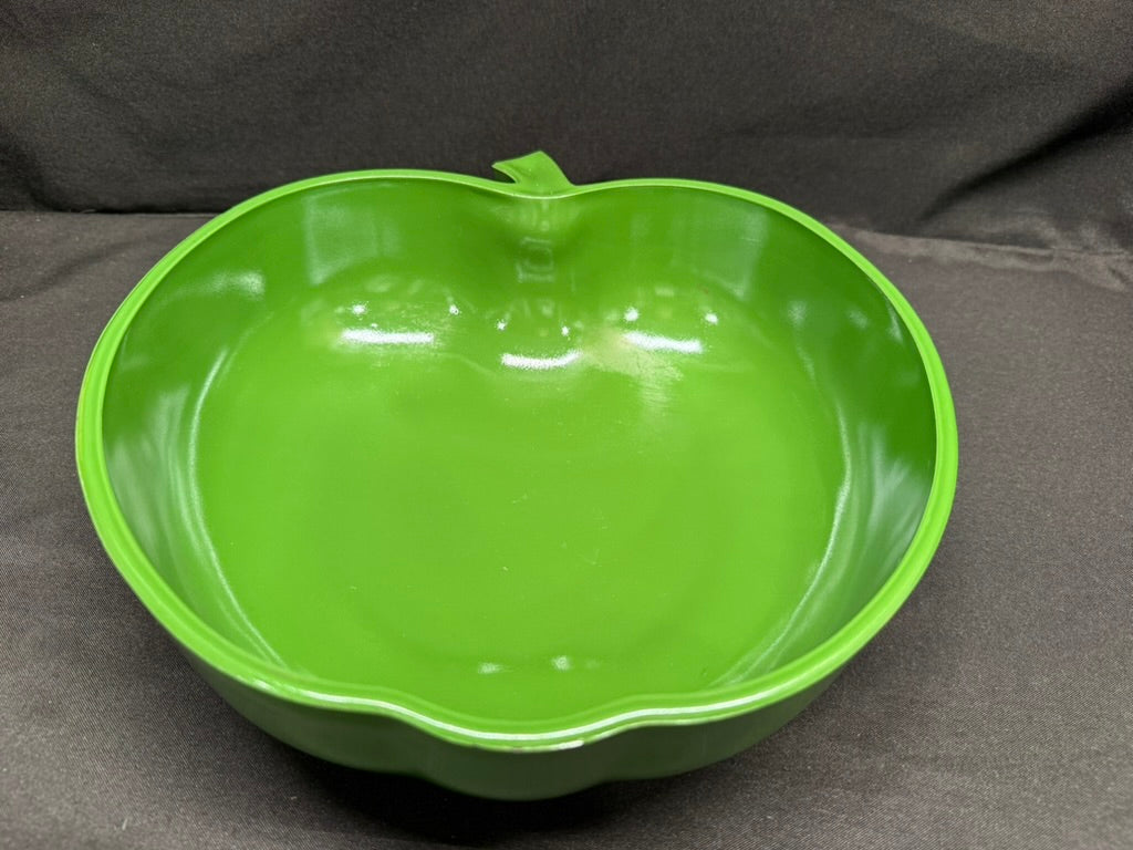 Vintage Hazel Atlas Apple Shaped Salad Serving Bowl Set 7 Piece Set 1950’s Green