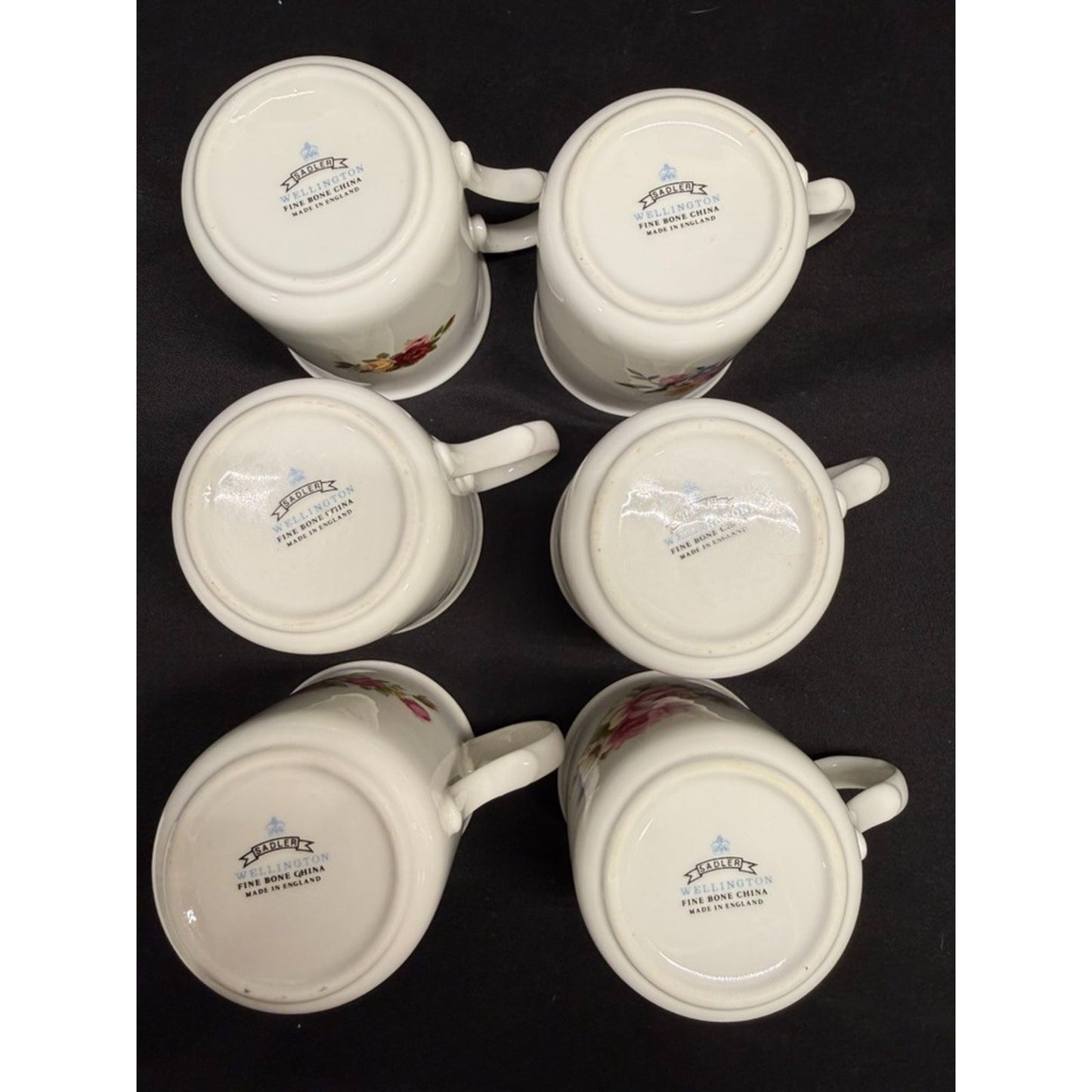 Set of 6 Sadler Wellington Fine Bone China Floral Coffee Tea Mugs Vintage 3.5"