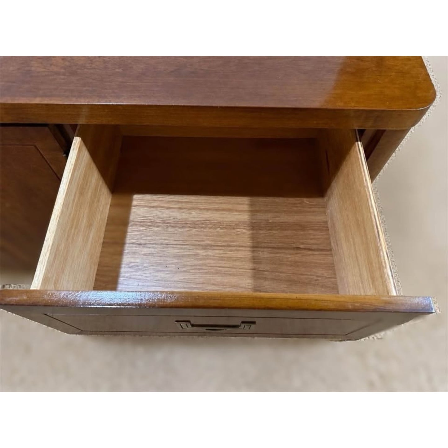 Mid century modern campaign style 9 drawer dresser/credenza brass handles