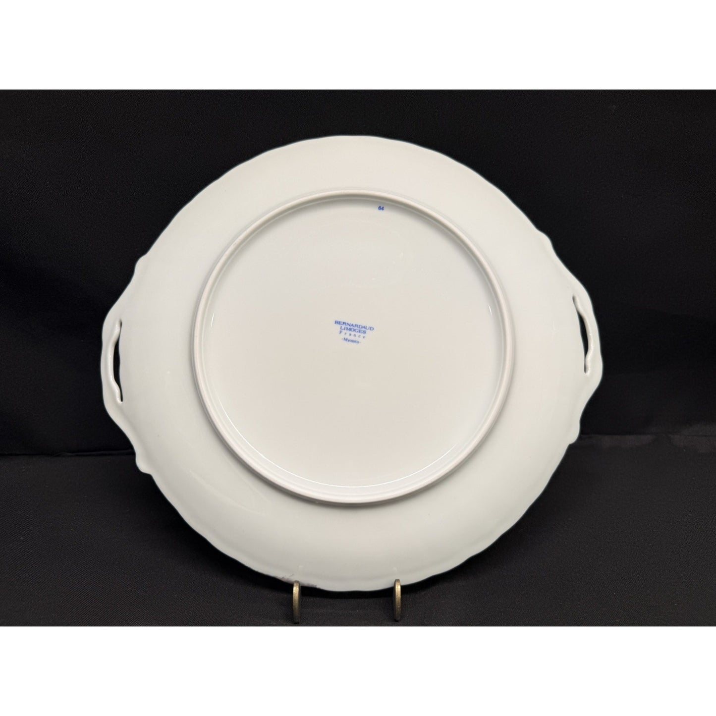 Bernardaud Limoges France Myosotis Handled 11” Cake Plate platter blue flowers