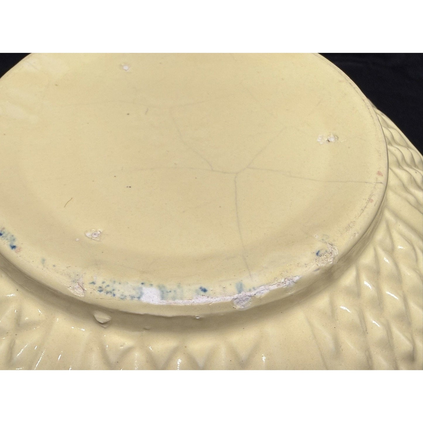 Vintage yellow Robinson Ransbottom Pottery Mixing Bowl Diamond pattern ceramic