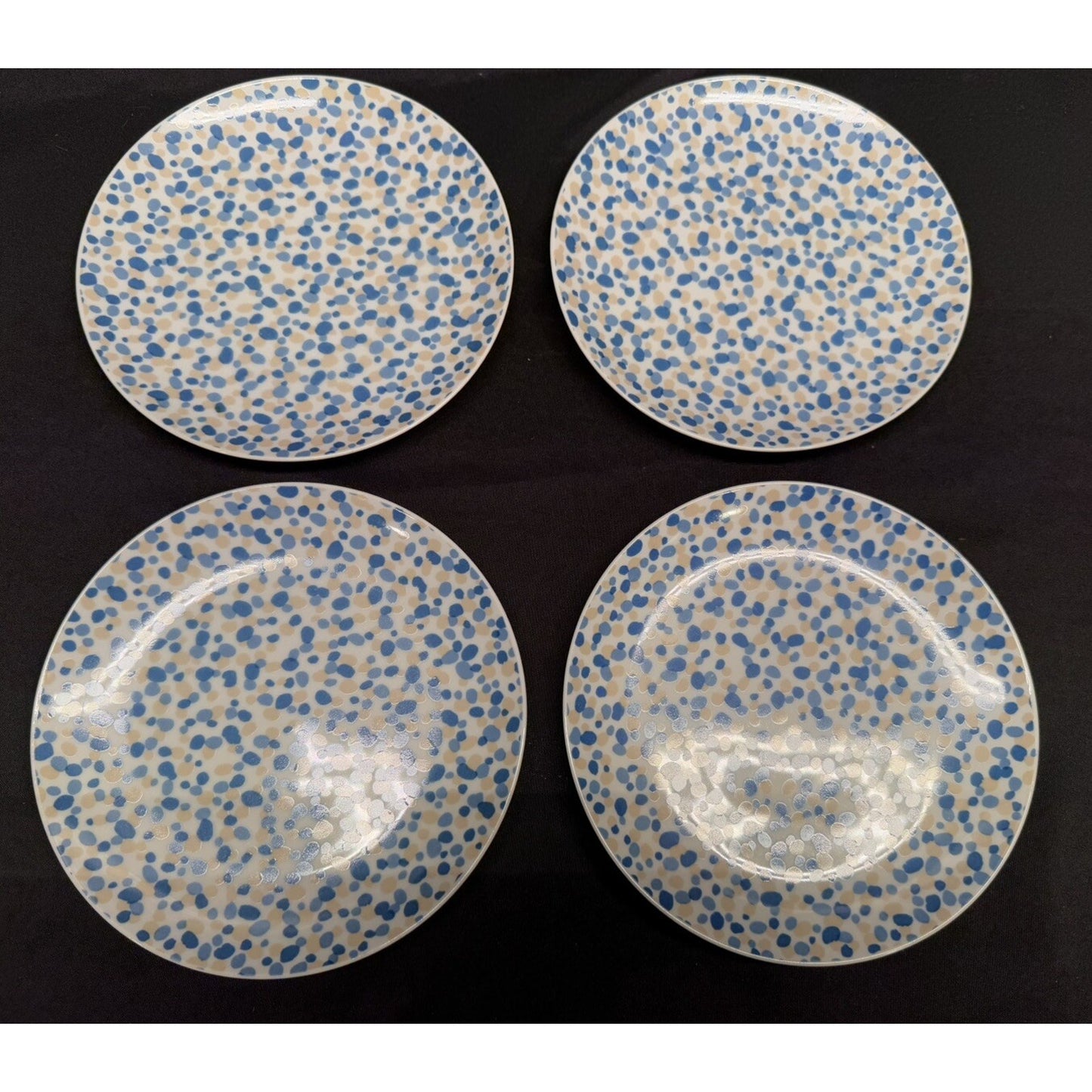 Set 4 Vintage Donghia For Tuscany Confetti Blue & Beige Bread Plates 7.5” Japan