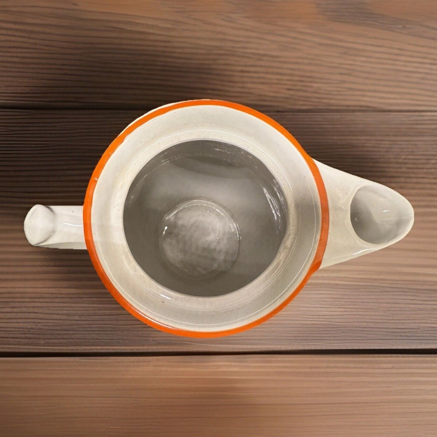 Rare MCM White ceramic Lidded Pitcher Orange Flower 9.75” Tall Coffee Water Tea