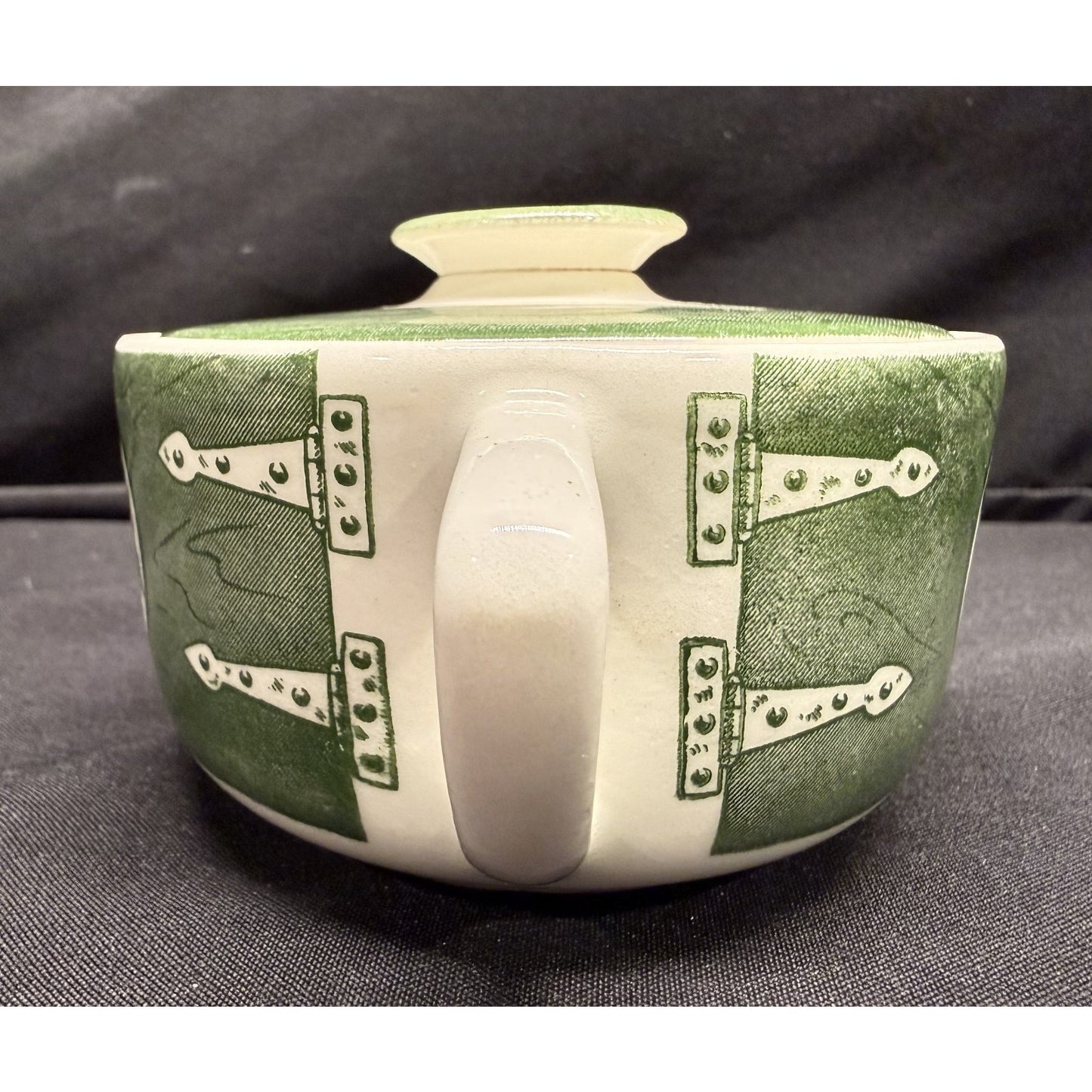 Vintage Royal China "Colonial Homestead" Green white creamer sugar gravy boat