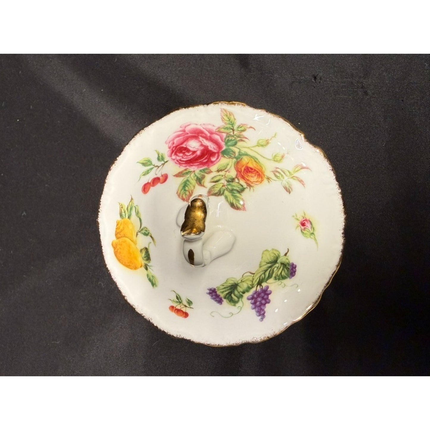 Rare Royal Albert Harvest Rose trinket dish/lidded sugar dish bone china vintage