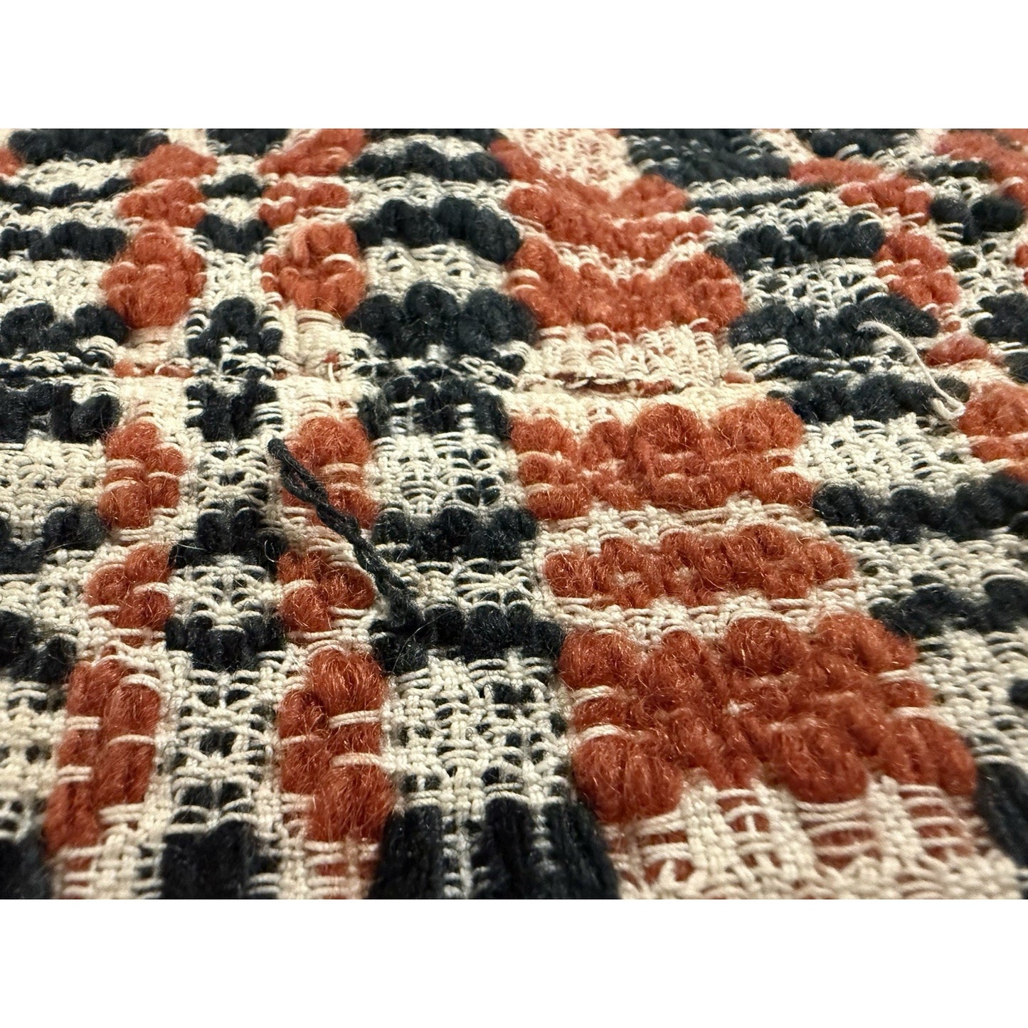Antique Wool Overshot Coverlet Handwoven 4 Pattern Red Black White Full/queen