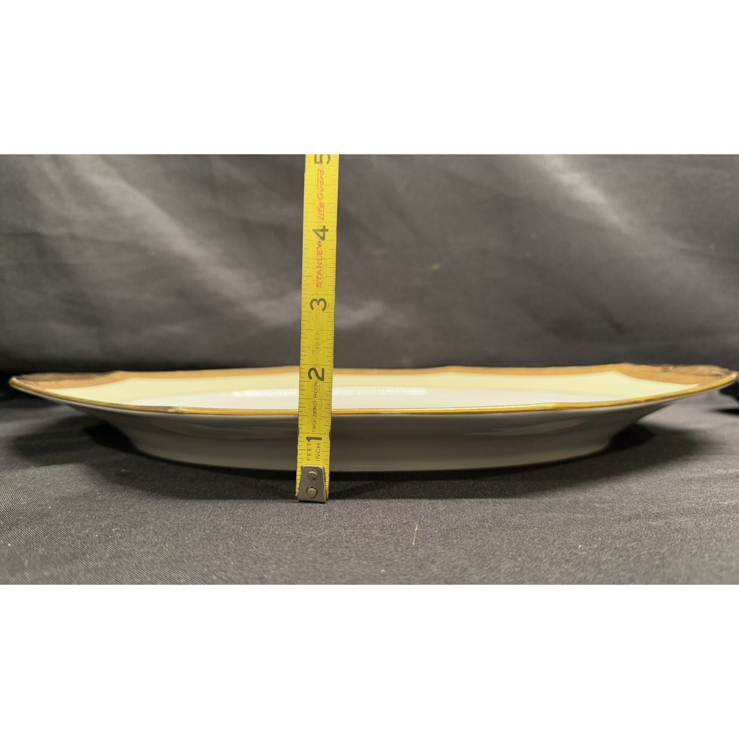 Heinrich & CO Selb Bavaria 16.5” X 11” Oval/octagon Serving Platter Gold vintage