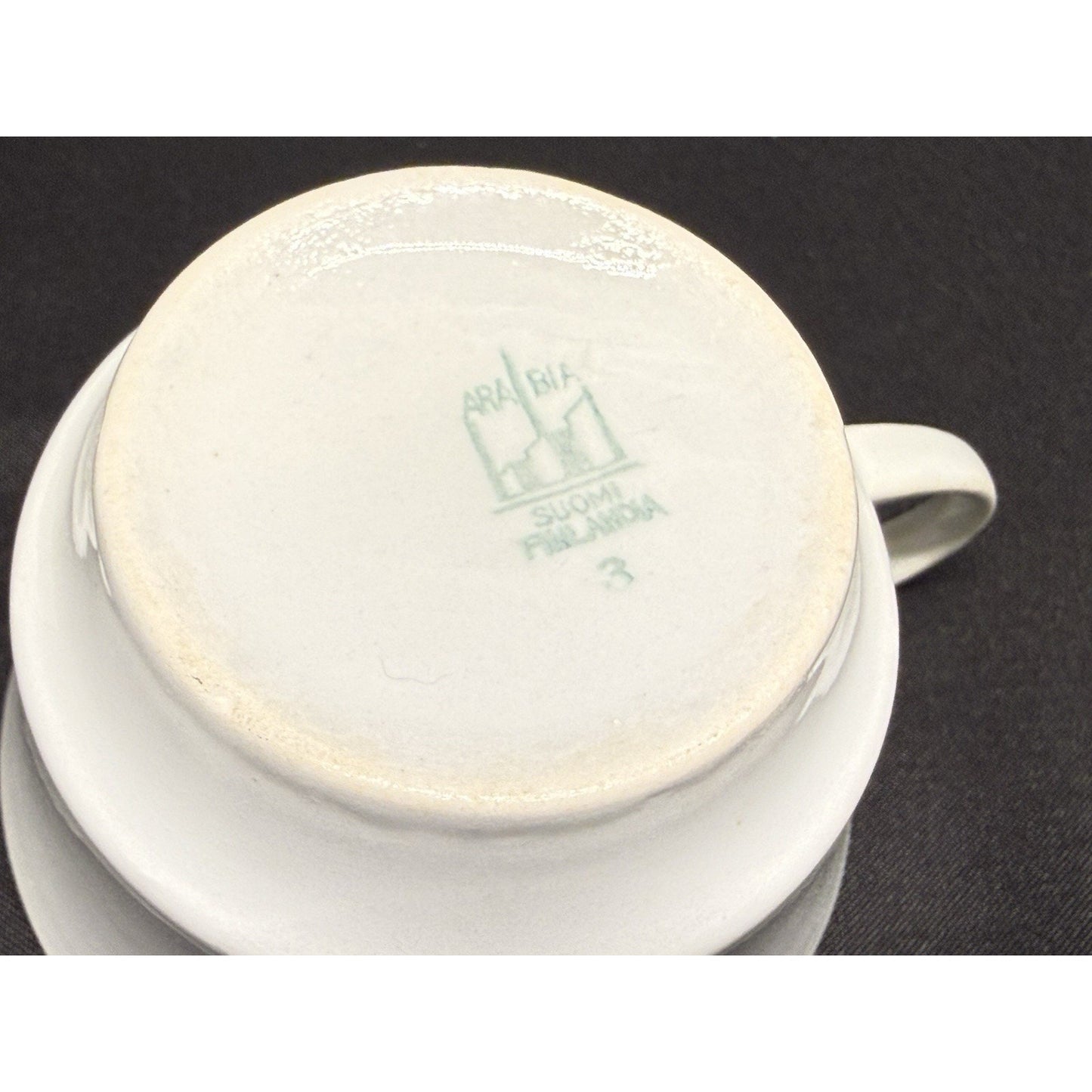 Arabia Blue Ribbon Suomi Striped White & Blue Tea Espresso Cups Set Of 4 Finland