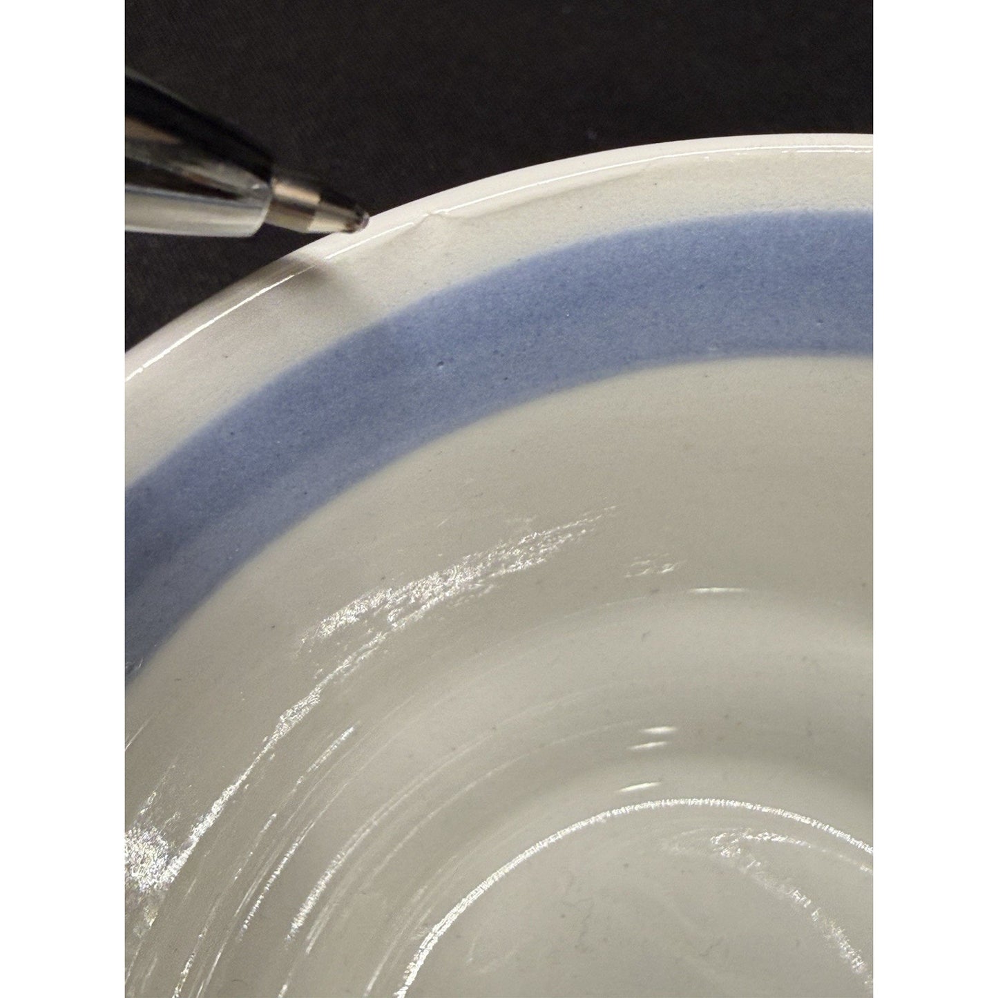 Arabia Blue Ribbon Suomi Striped White & Blue Tea Espresso Cups Set Of 4 Finland