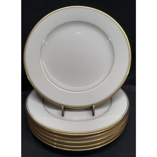 Set 6 Vintage Noritake Ivory China Linton 8.25” Round Salad Plates Gold Rimmed