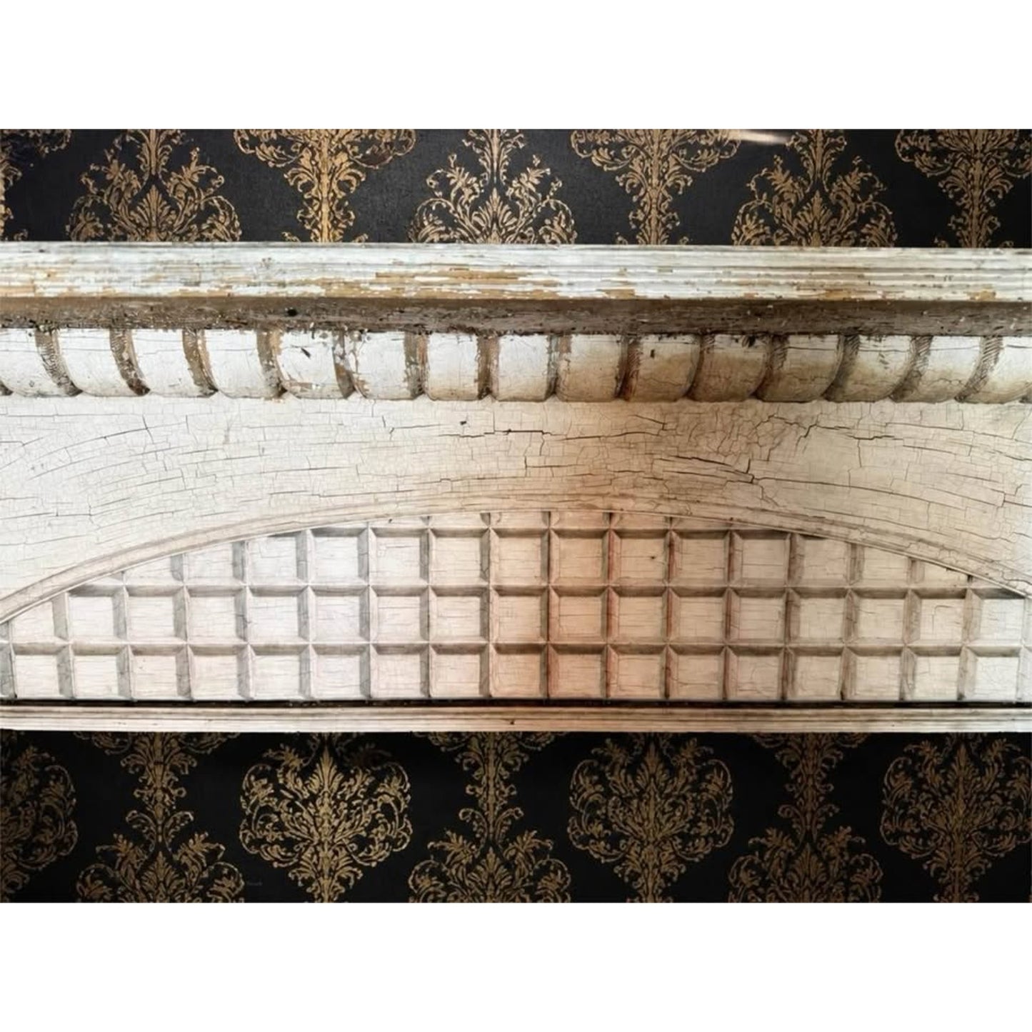 Antique wooden fire place mantel architectural salvage distressed white