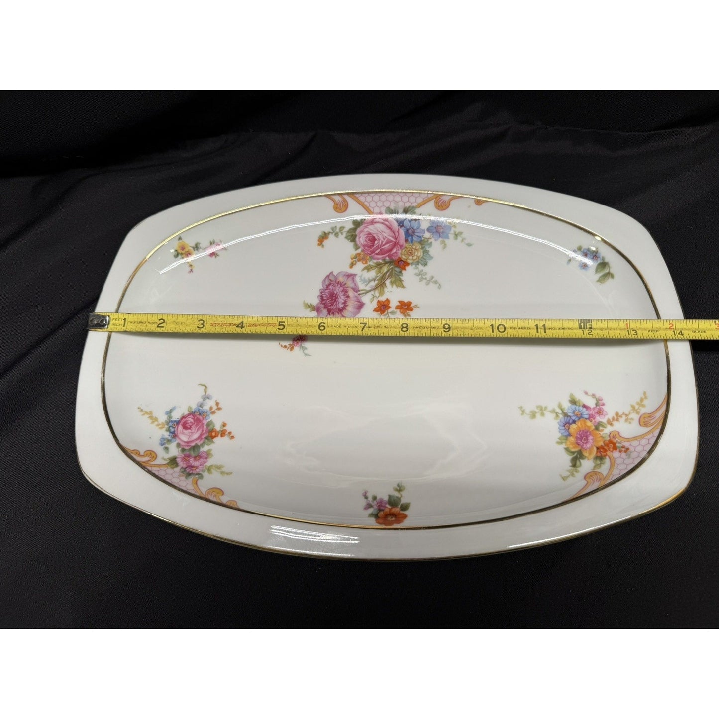 Epiag Czechoslovakia Vintage bridal rose Oval Serving Platter 14.5” porcelain