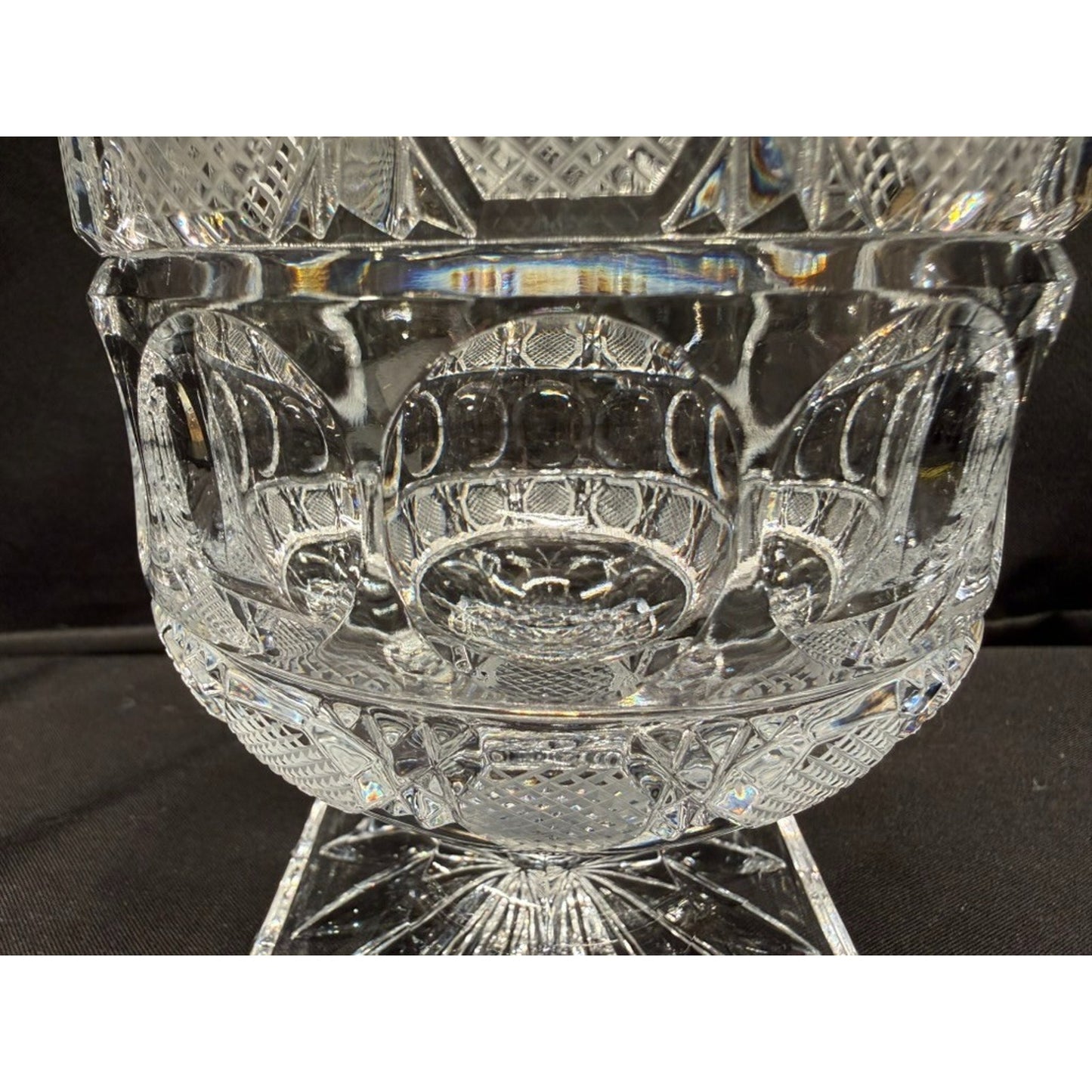 Vintage Bohemia Crystal Pedestal Candy Dish/ Centerpiece Dish square base 5.5"