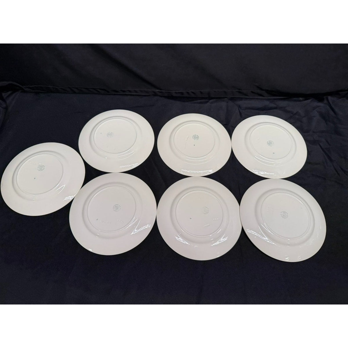 Set of 7 Wedgwood Edme Cream/ White Round Salad Plates Lined Rim 8.25" Vintage