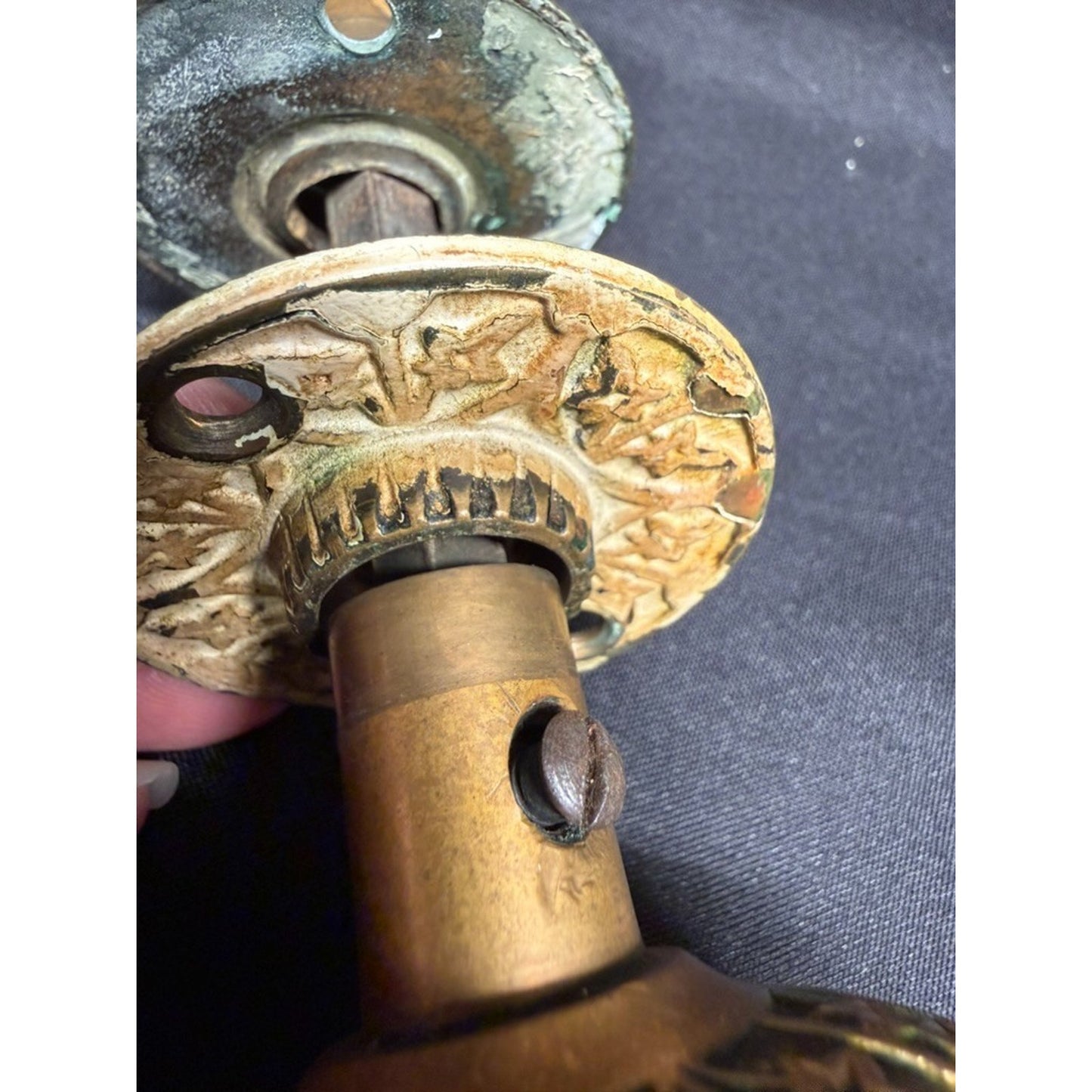 Antique 1880 Solid Bronze Ornate Victorian Style Door Knobb Arcitectural Salvage
