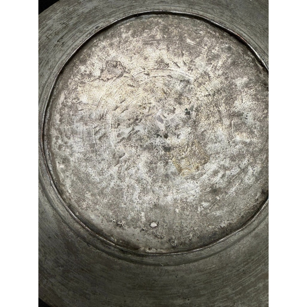 Antique Egyptian Tin Coated Copper Plate 10.25" Round Hand Forged Engraved Decor