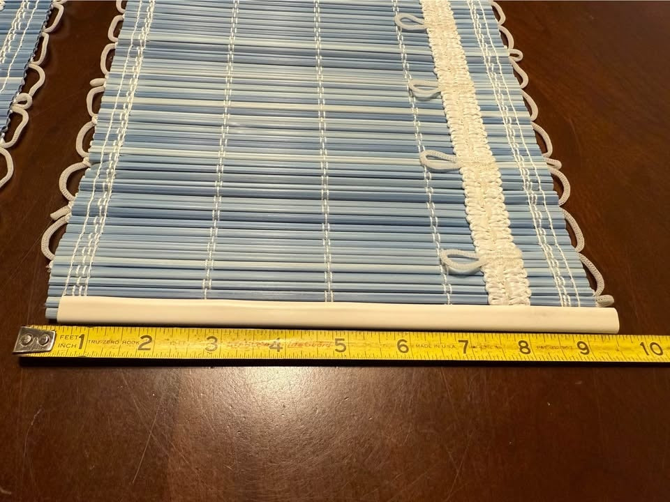 Pair of light blue new bamboo window valances (upper curtain) 50” x 9.5”