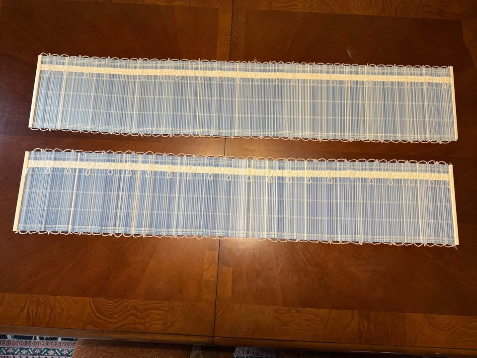 Pair of light blue new bamboo window valances (upper curtain) 50” x 9.5”