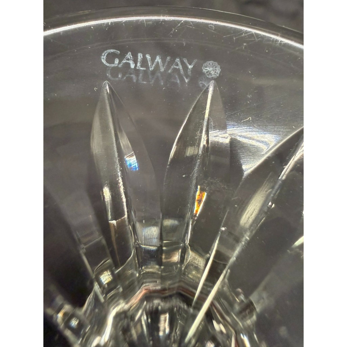 Set of 5 Galway Clifden Pattern Clear Crystal Wine Glasses /goblet Vintage 7.75"