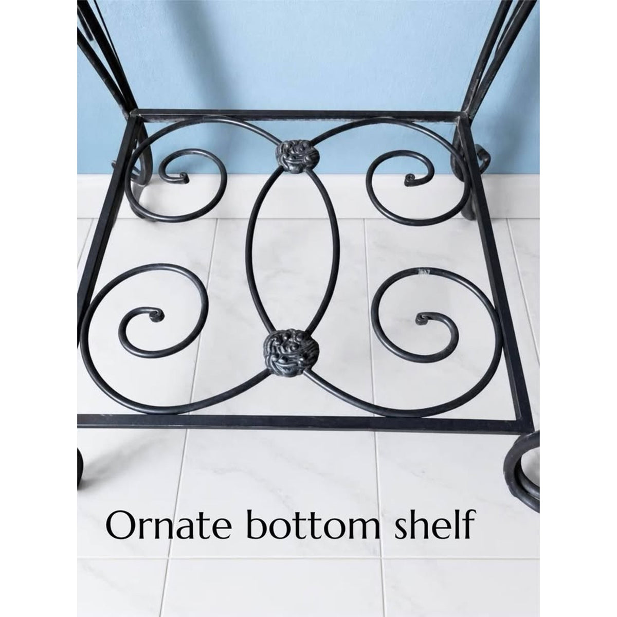 Elegant Bombay & Co. Wrought Iron & grey Marble Accent Table/Nightstand/end table