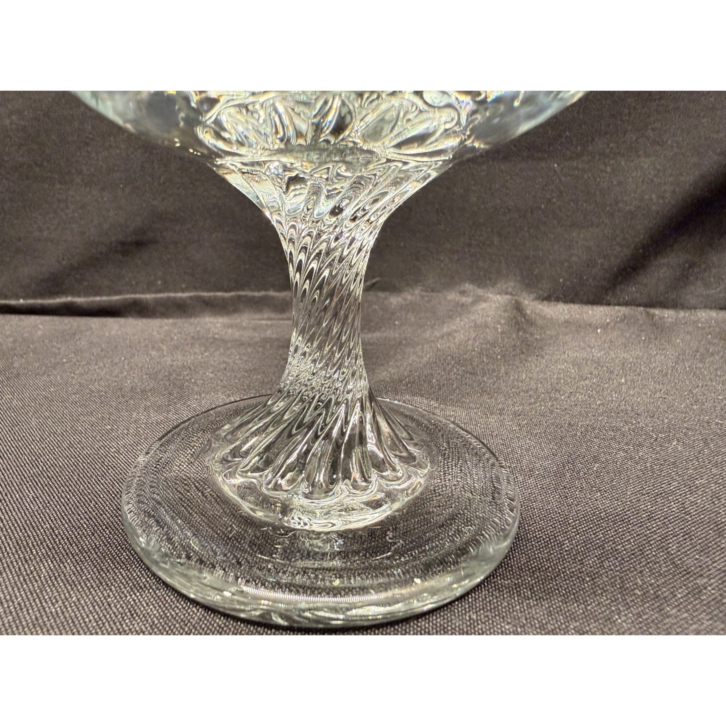 Set Of 4 Dema wave Florentine clear Glass dessert Dishes sherbet glasses 4.25”