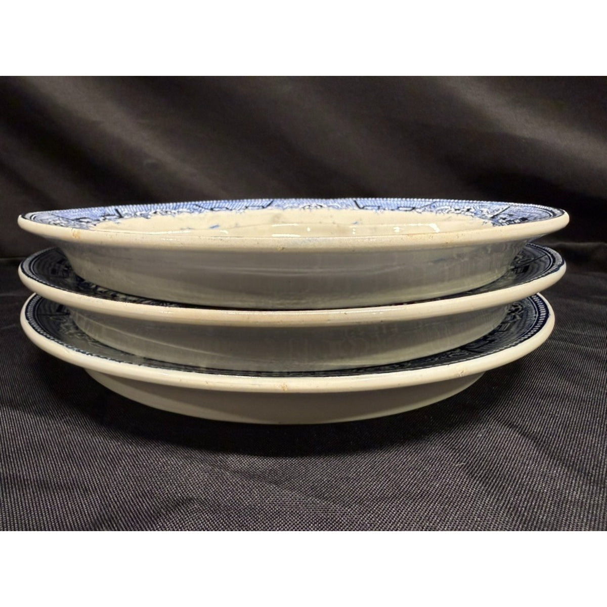 Set of 3 Blue Willow Divided Plates/Grill Plates Made in Poland 10.75" Vintage