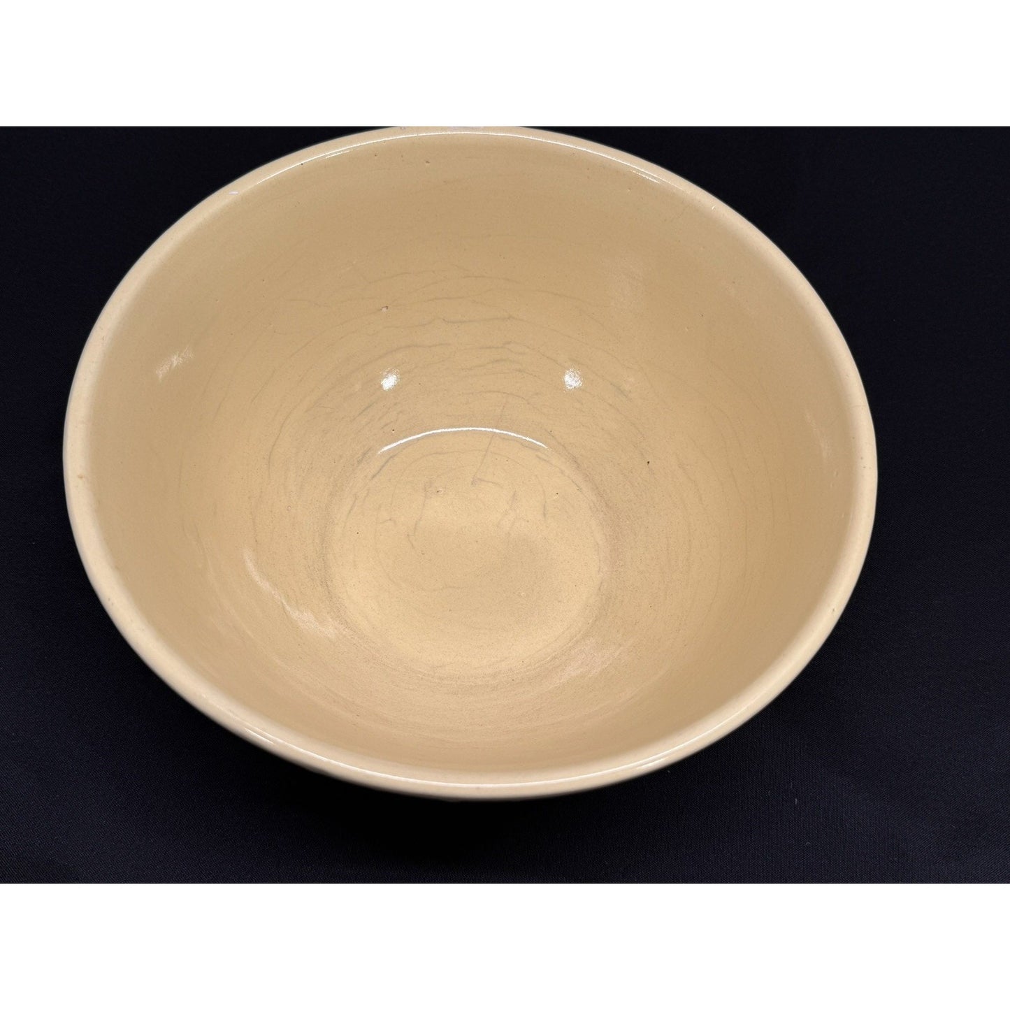 Vintage yellow Robinson Ransbottom Pottery Mixing Bowl Diamond pattern ceramic