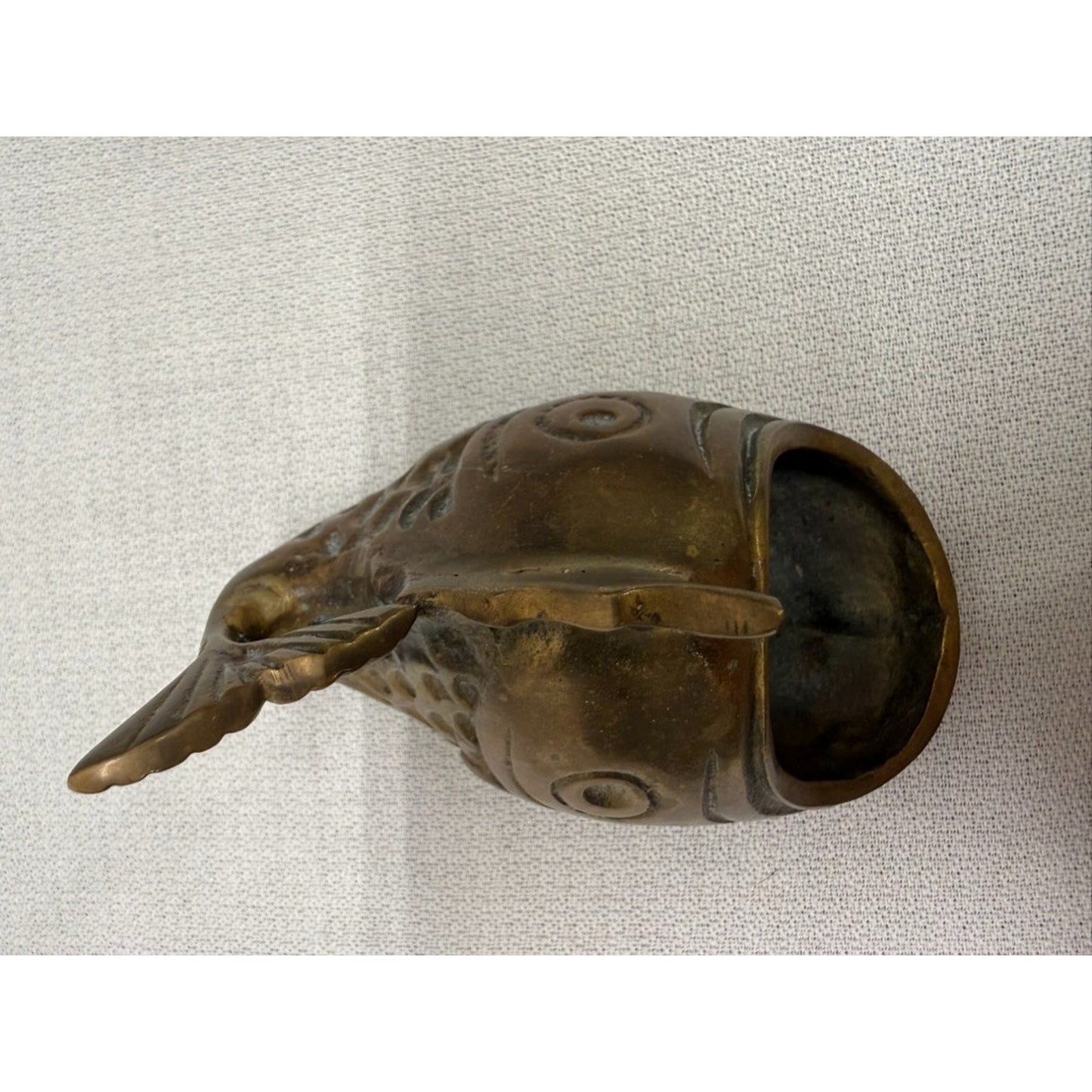 Walter Bosse Mid Century Modern Fish Sculpture Brass Ashtray 1950s 3.5" x2.5"
