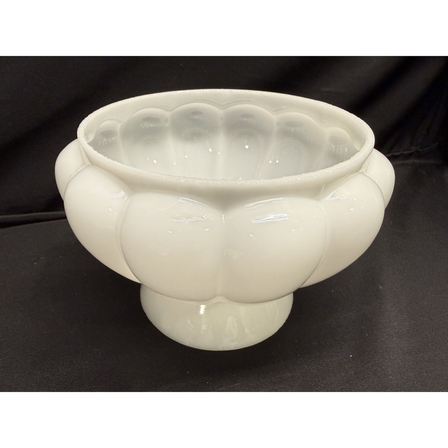 B & P opal White milk glass Melon shade style student Lamp Shade hand blown 6”