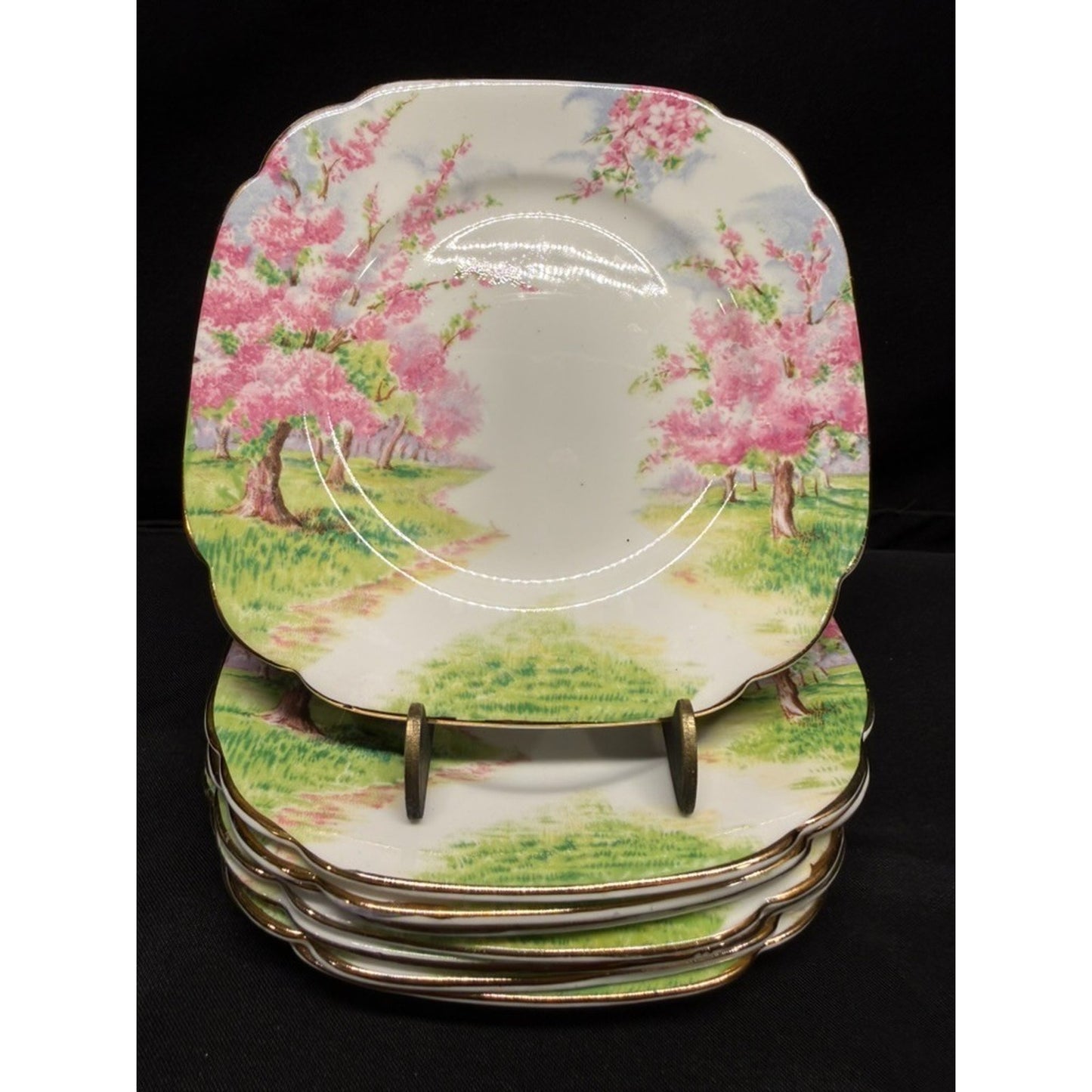 8 Royal Albert England Blossom Time 6.25" Bread Plates Scalloped Rim Pink VTG