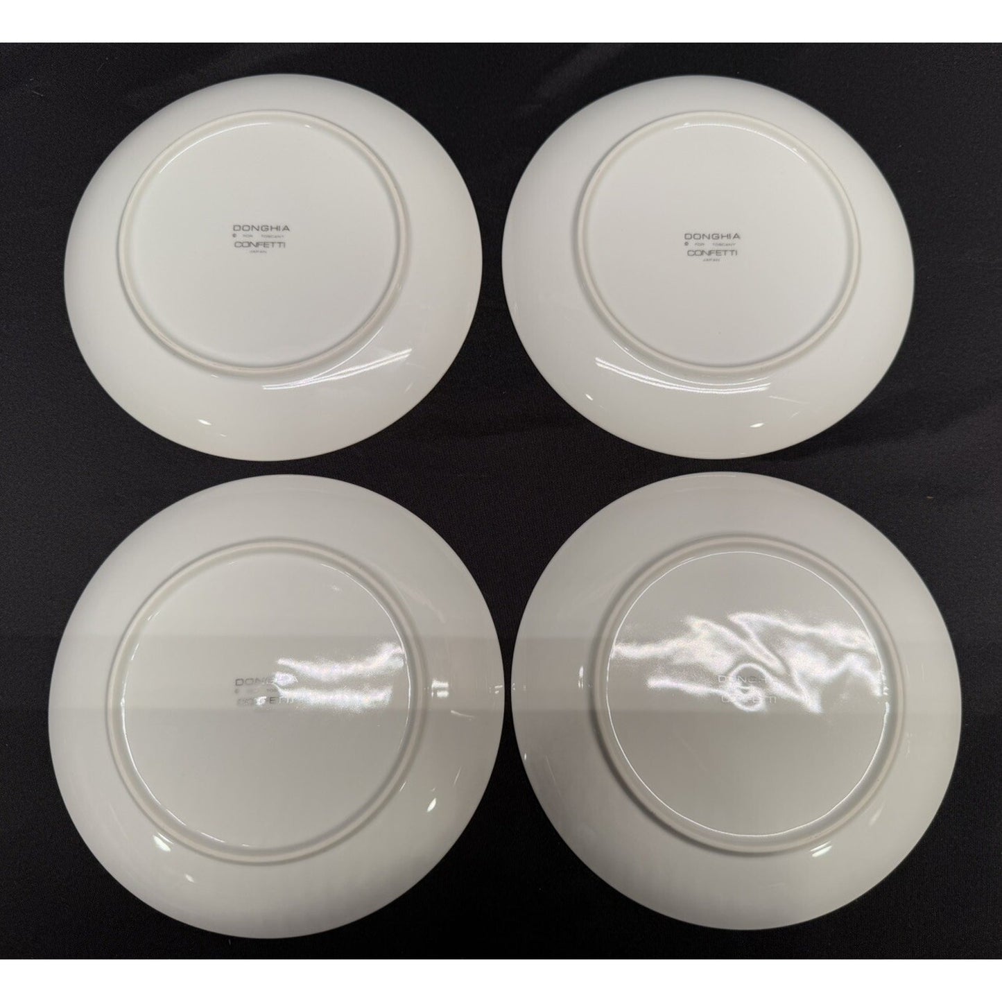 Set 4 Vintage Donghia For Tuscany Confetti Blue & Beige Bread Plates 7.5” Japan