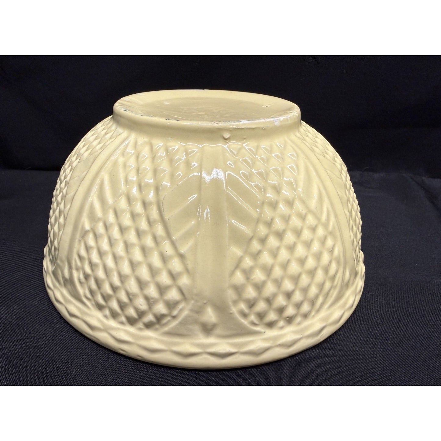 Vintage yellow Robinson Ransbottom Pottery Mixing Bowl Diamond pattern ceramic