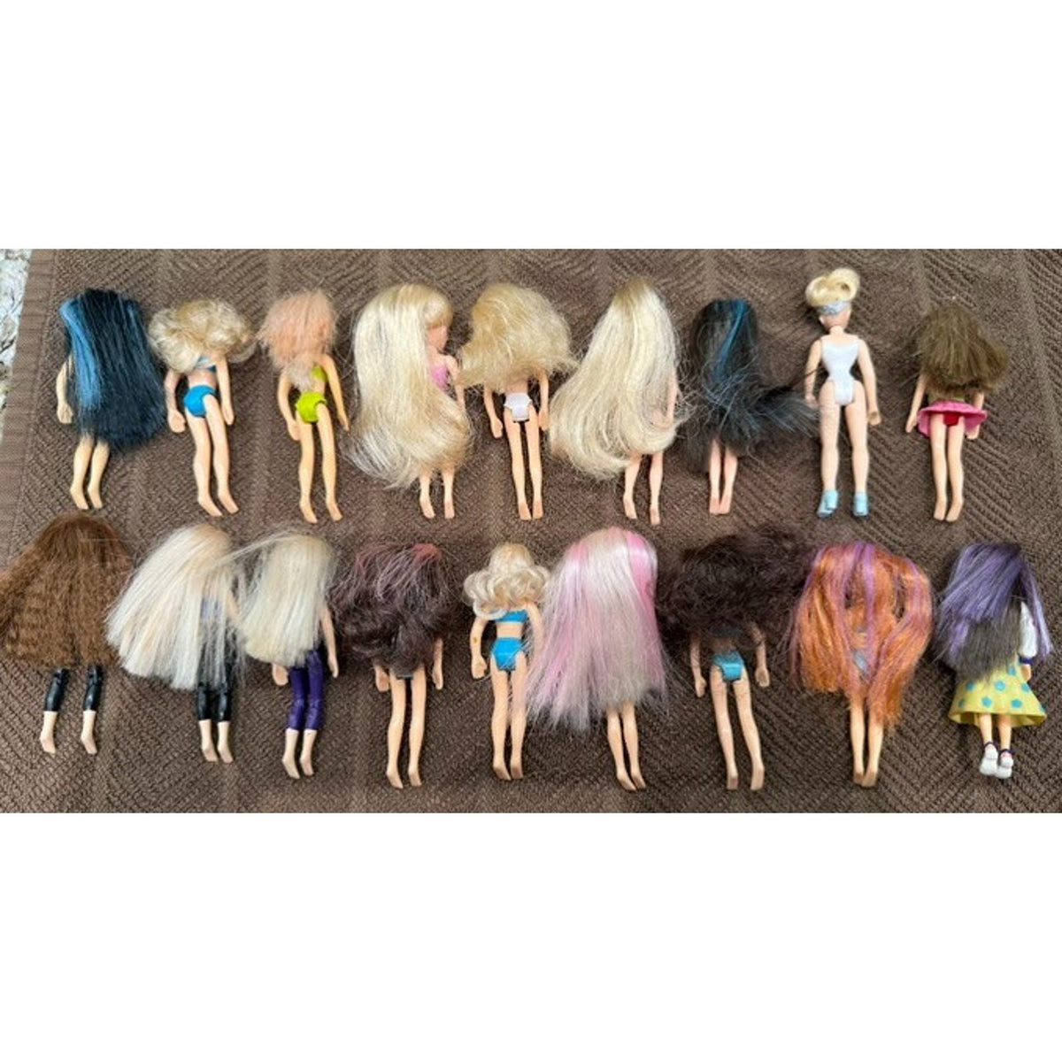 18 Pc Polly Pocket Dolls Vintage 2000's with Brushable hair 3.75" tall