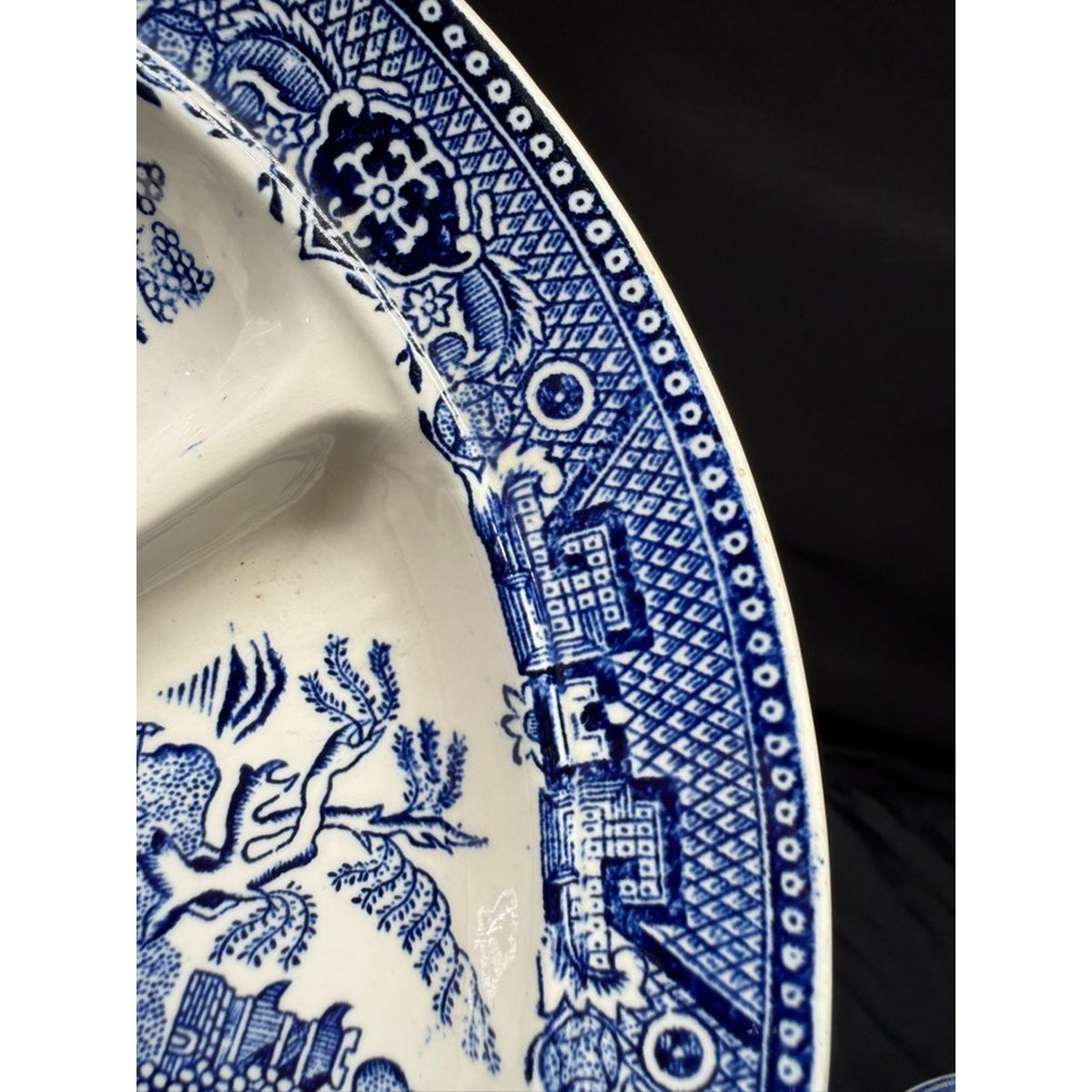 Set of 3 Blue Willow Divided Plates/Grill Plates Made in Poland 10.75" Vintage