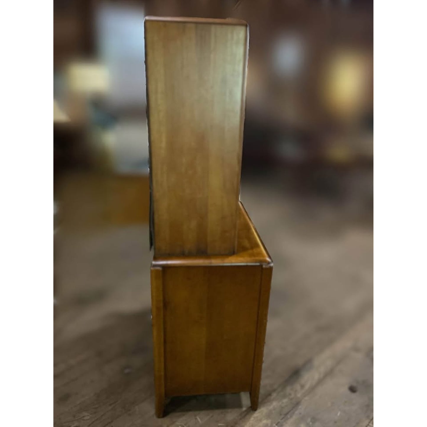 Mid century solid wood hutch with shelves, drawer, and cabinet. Top shelves removable
